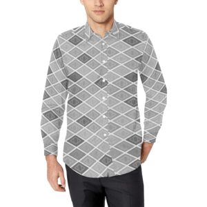Diamond Grid Long Sleeve Shirt (XS - 2XL)  (5 Colors)