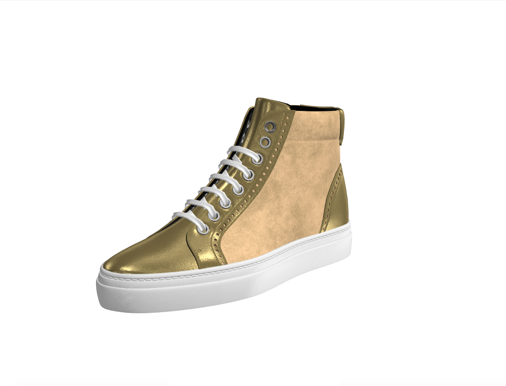 Alara HighTop Metallic Suede Sneakers - Gold - Alara Collection