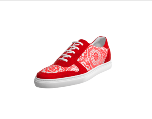Mag Mile Floral Leather Suede Trainers - RedWhite